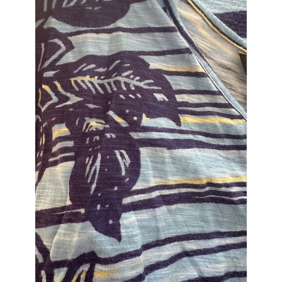 Tommy Bahama Blue Yellow 100% Rayon Maxi Dress Tropical Cap Sleeve V Neck - Picture 2 of 6